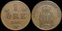 1 эре Швеция 1905 (Король Оскар II)