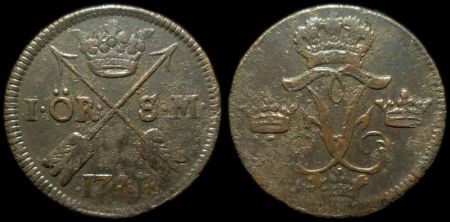 1 эре Швеция 1749 SM (Король Фредрик I)