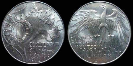 10 марок ФРГ 1972 D Олимпиада в Мюнхене, Стадионы