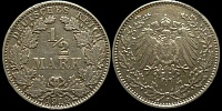 1/2 марки Германия 1914 J