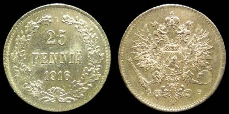 25 пенни Финляндия 1916