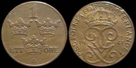 1 эре Швеция 1941 (Король Густав V)