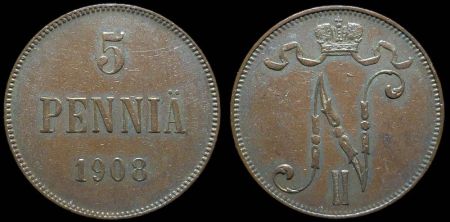 5 пенни Финляндия 1908