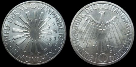 10 марок ФРГ 1972 J Олимпиада в Мюнхене