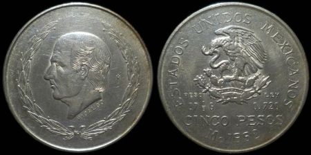 5 песо Мексика 1952