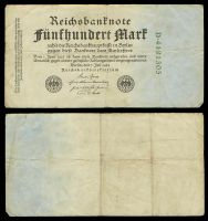 Германия 500 марок 1922 год (№D 4191305)