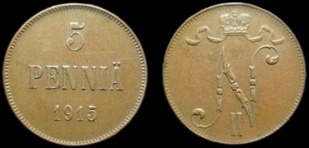 5 пенни Финляндия 1915