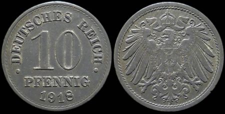 10 пфеннигов Германия 1918