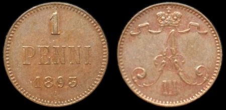 1 пенни Финляндия 1893