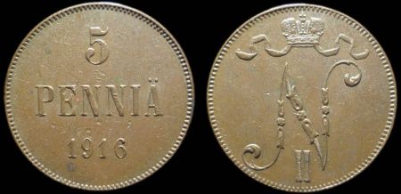 5 пенни Финляндия 1916