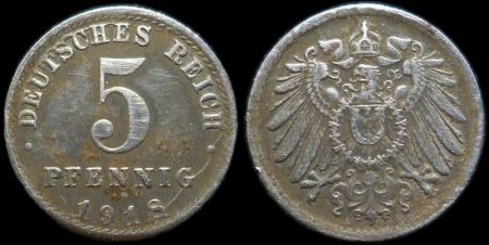 5 пфеннигов Германия 1918 A