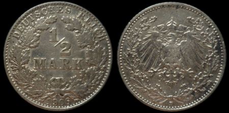 1/2 марки Германия 1906 D