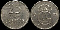 25 эре Швеция 1971 (Король Густав VI Адольф)