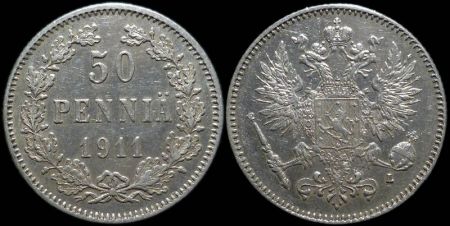 50 пенни Финляндия 1911 L