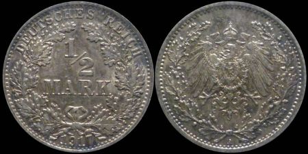 1/2 марки Германия 1917 A
