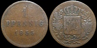 1 пфеннинг Бавария 1855 (Людвиг I)
