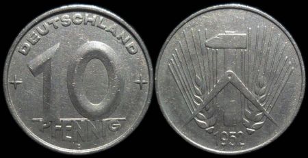10 пфеннигов ГДР 1952 A