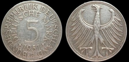 5 марок ФРГ 1951 F