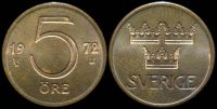 5 эре Швеция 1972 (Король Густав VI Адольф)