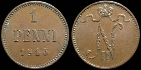 1 пенни Финляндия 1915