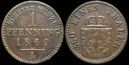 1 пфеннинг Пруссия 1869 A