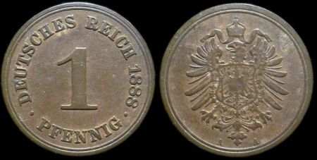 1 пфенниг Германия 1888 A