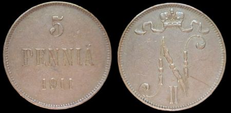 5 пенни Финляндия 1911