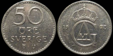 50 эре Швеция 1973 (Король Густав VI Адольф)