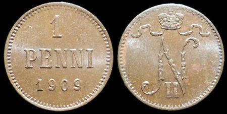 1 пенни Финляндия 1909