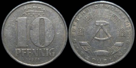 10 пфеннигов ГДР 1968 А
