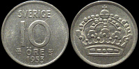 10 эре Швеция 1953 (Король Густав V)