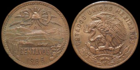 20 центаво Мексика 1966