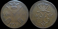 1 эре Швеция 1735 SM (Король Фредрик I)