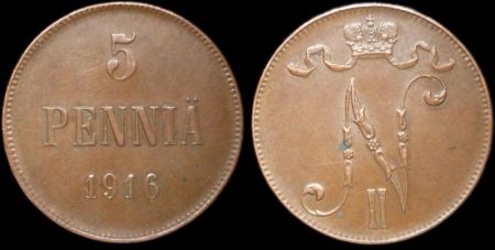 5 пенни Финляндия 1916